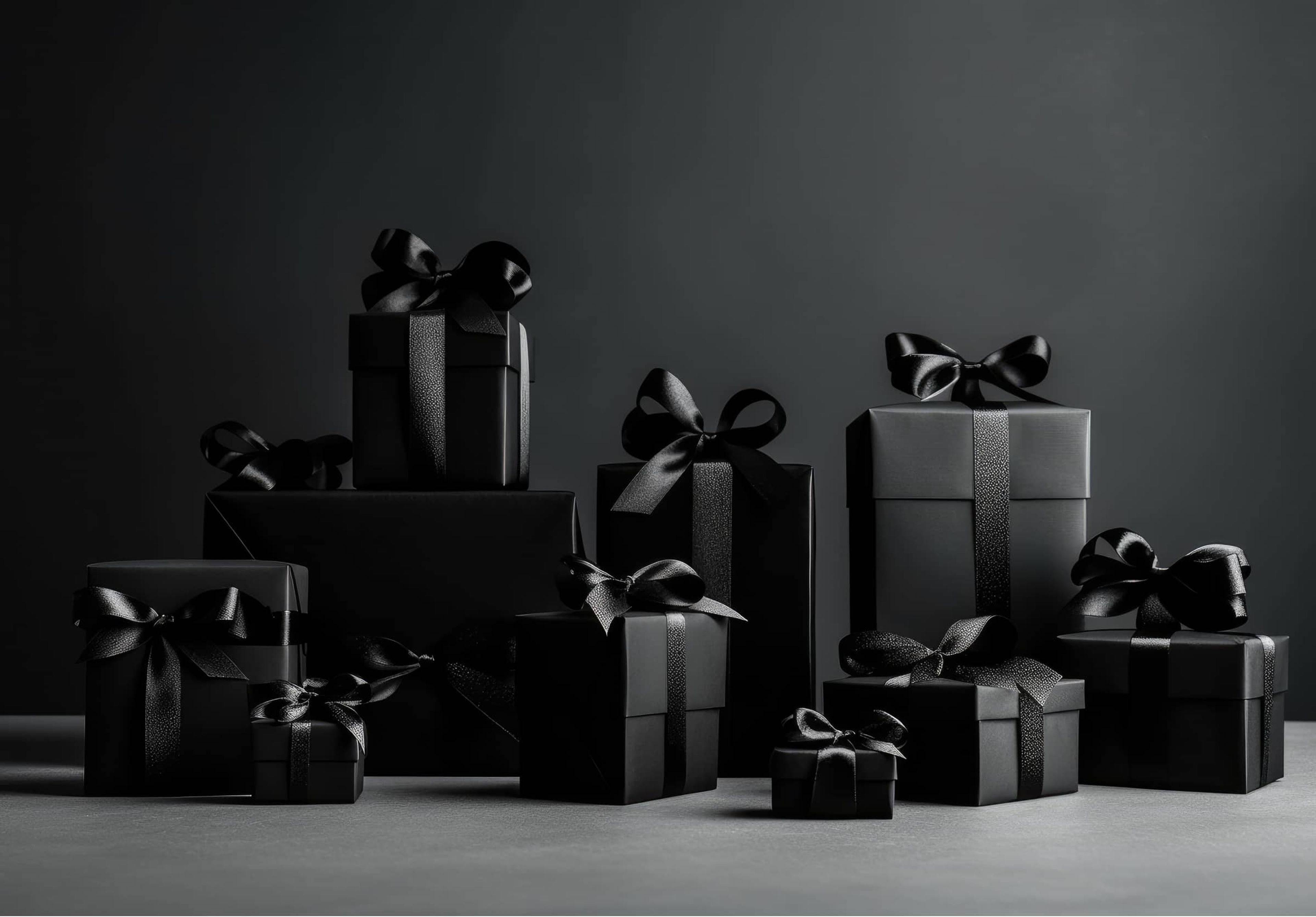 black monochrome gift boxes