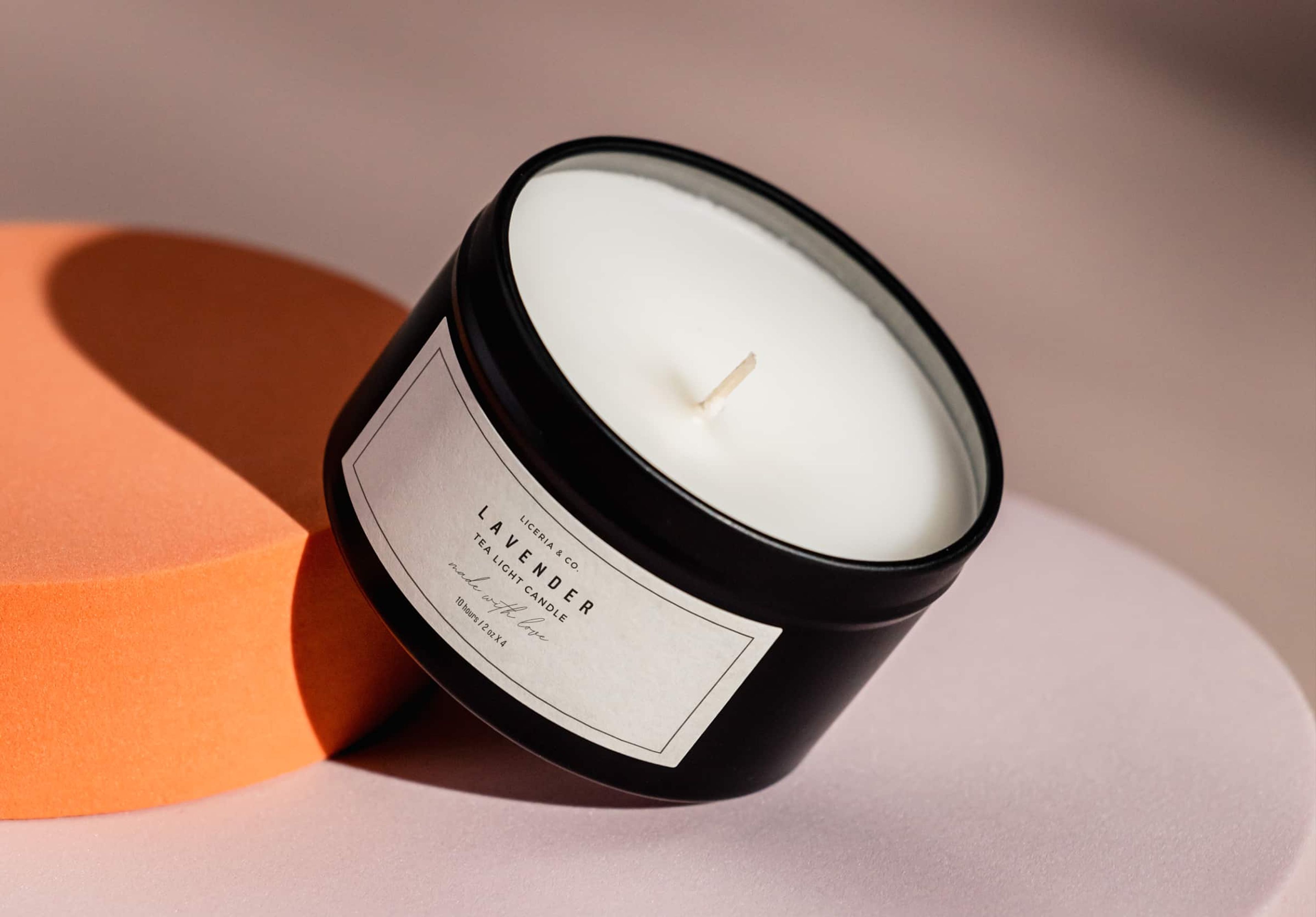 white kraft paper label on candle