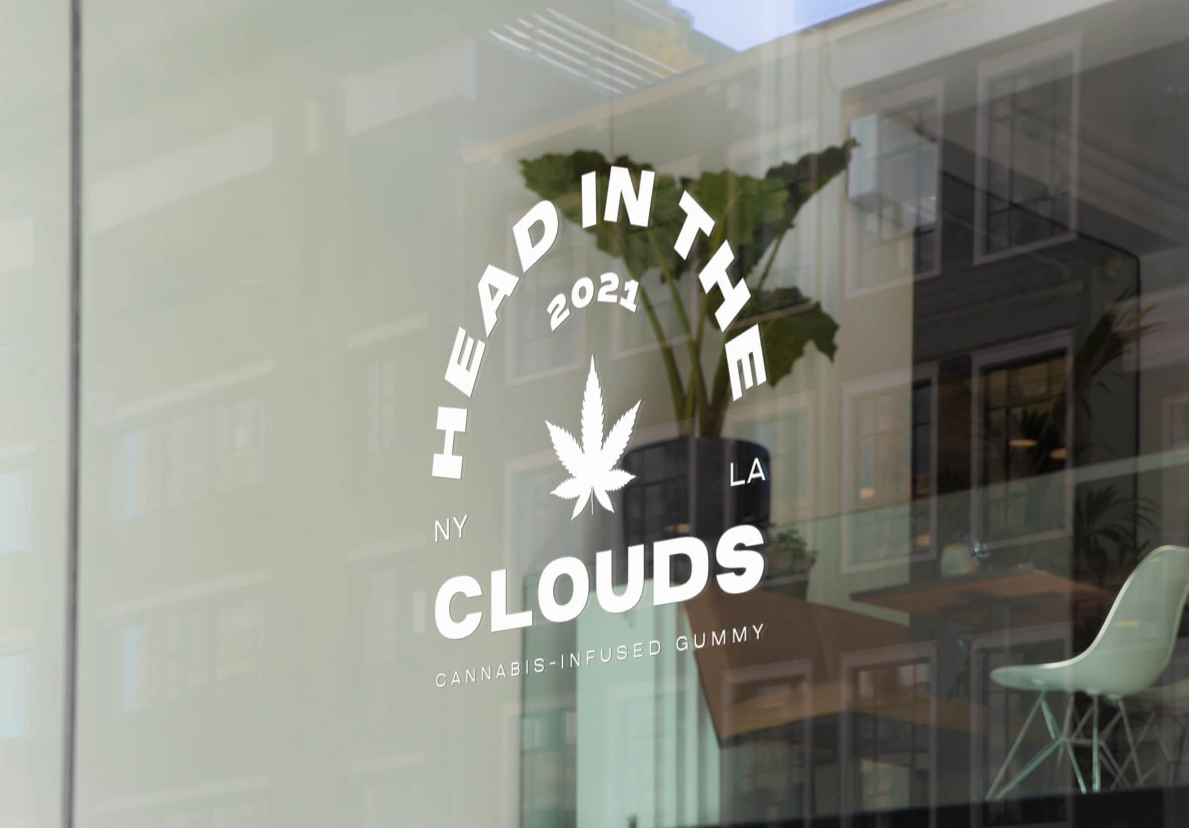 white vinyl decal sign of cannabis store