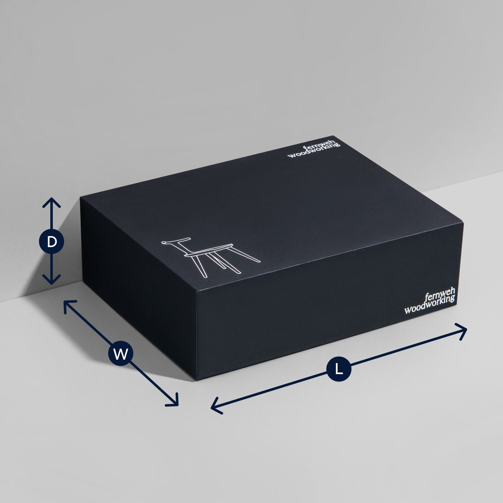 The dimension in length, width and depth or height of a shorter box.
