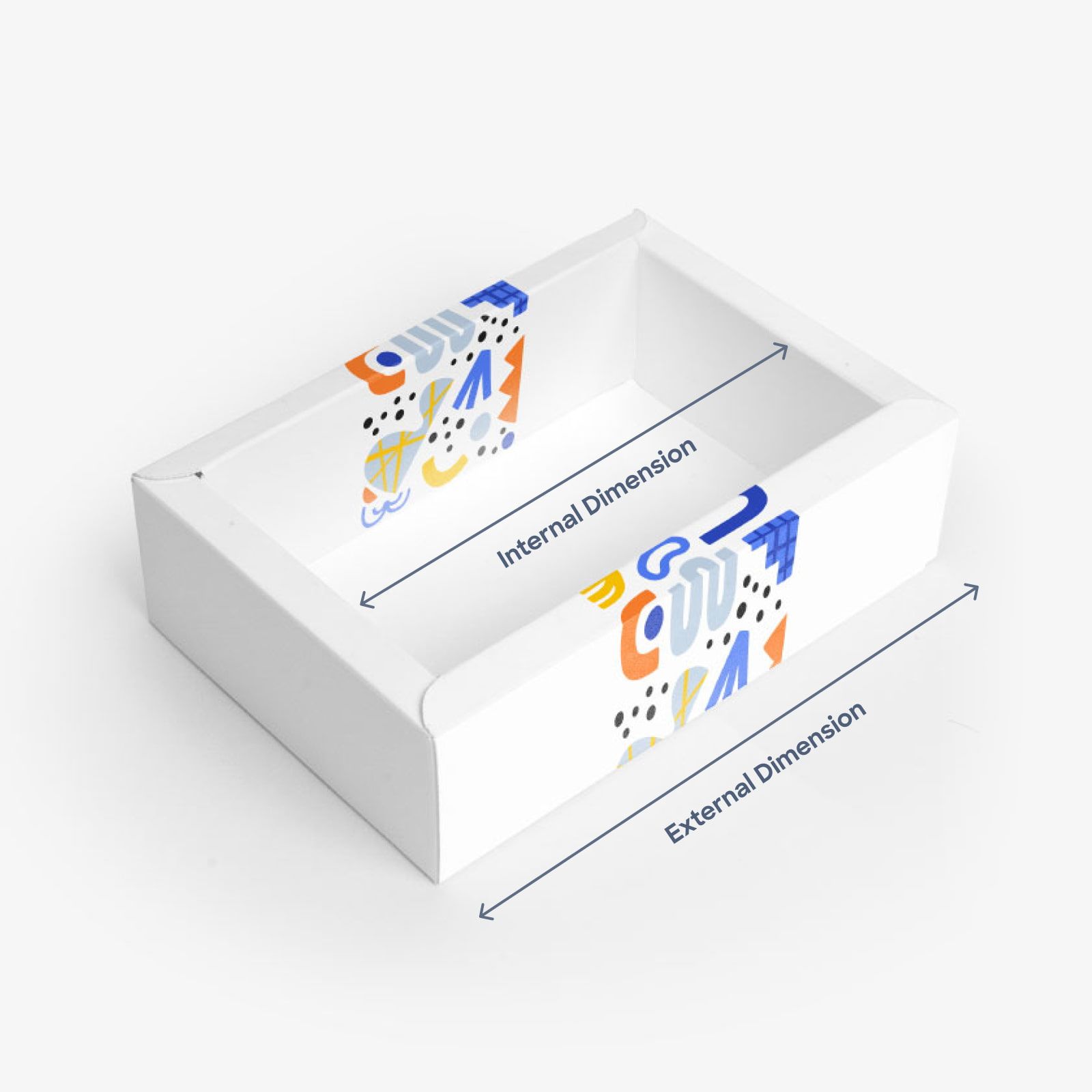 The difference between internal and external measurement of a box.