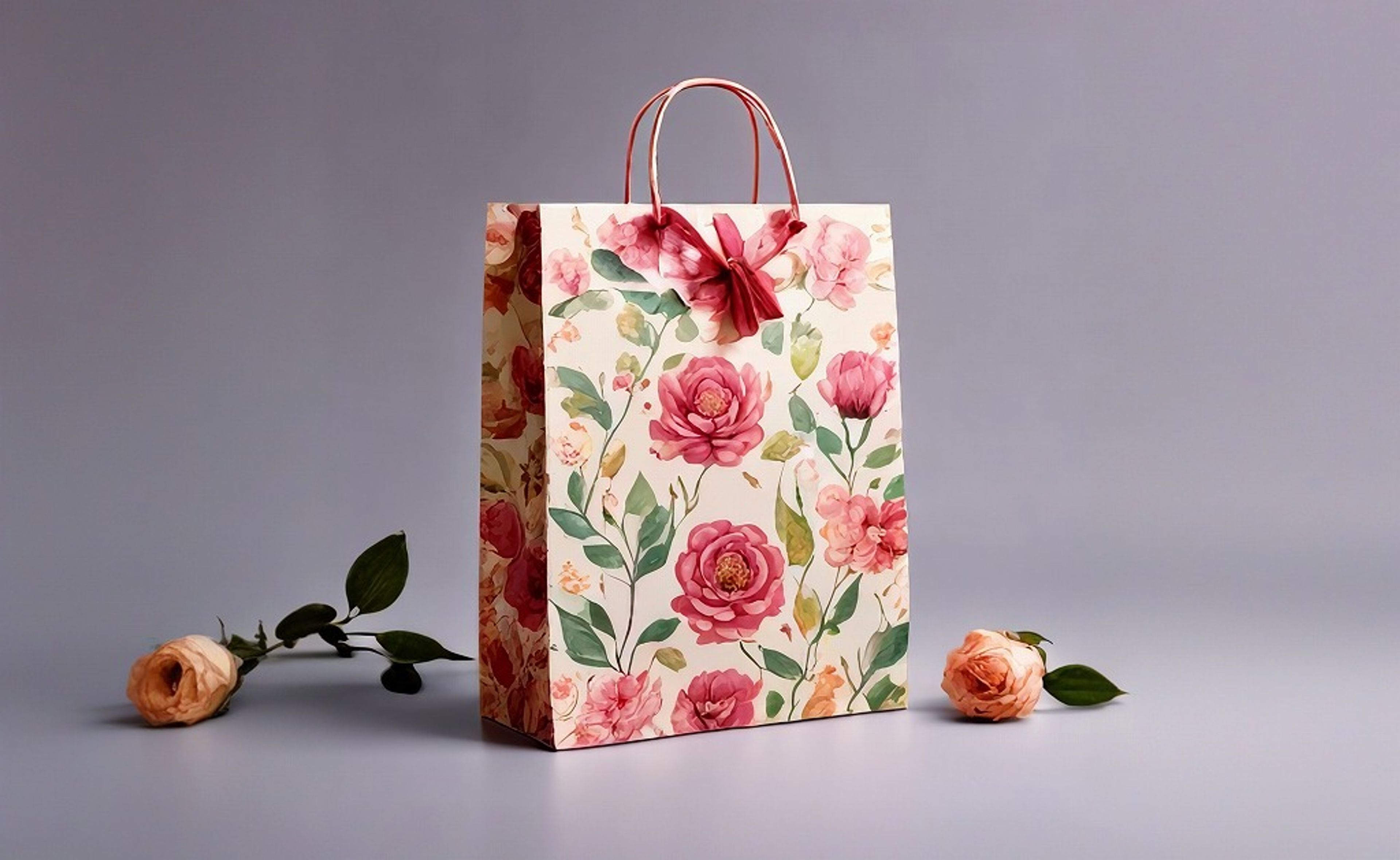 2024 05 custom shopping paper bag flower pattern