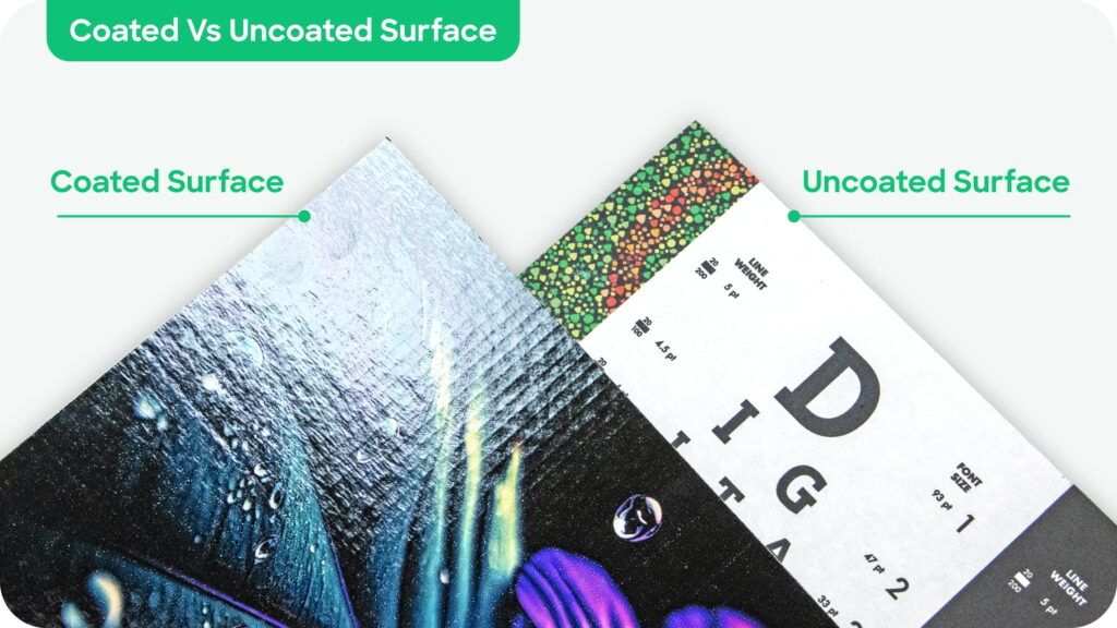 Coated vs uncoated surface of corrugated cardboard