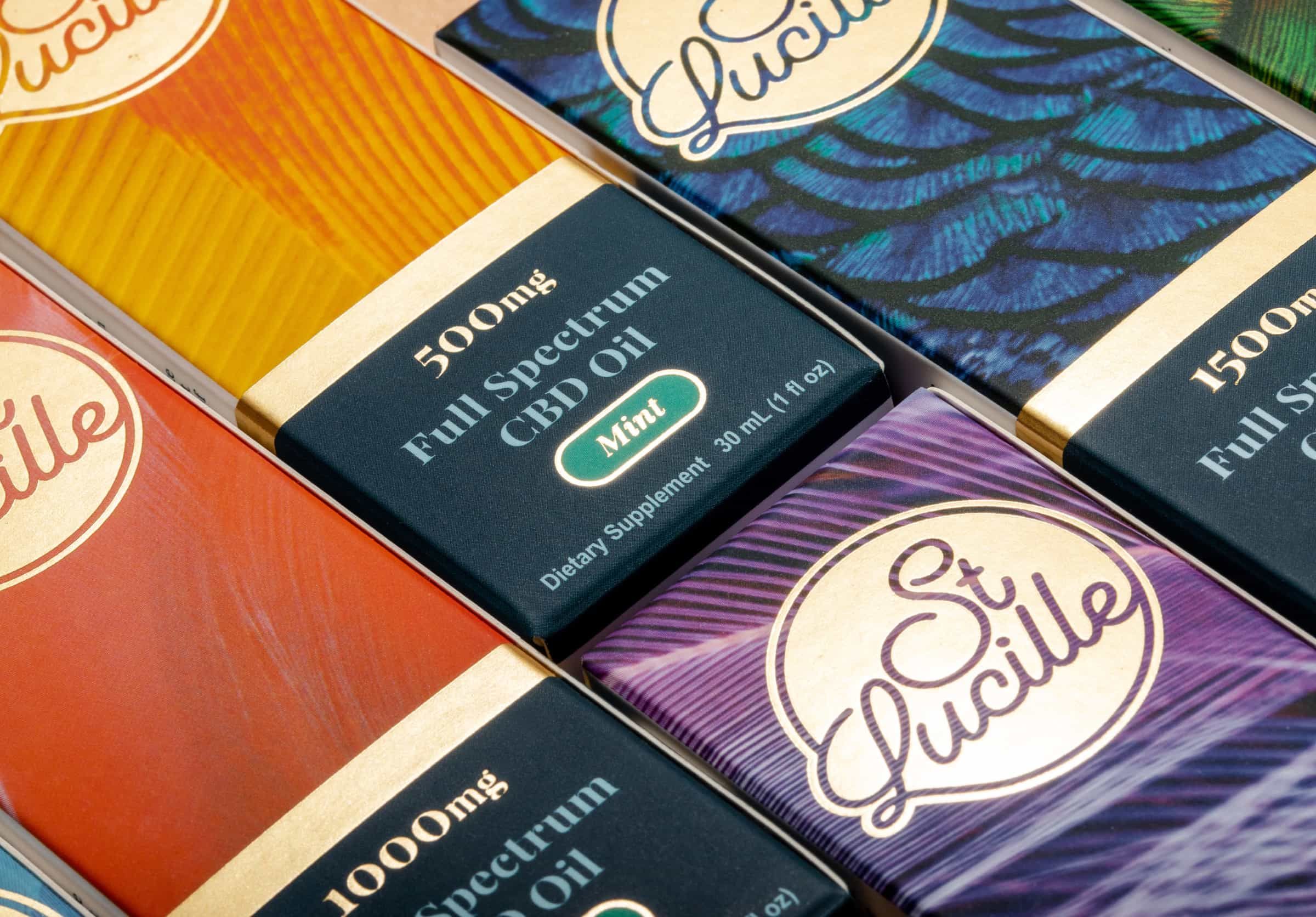 Vibrant colorful packaging for St Lucile packaging product set.