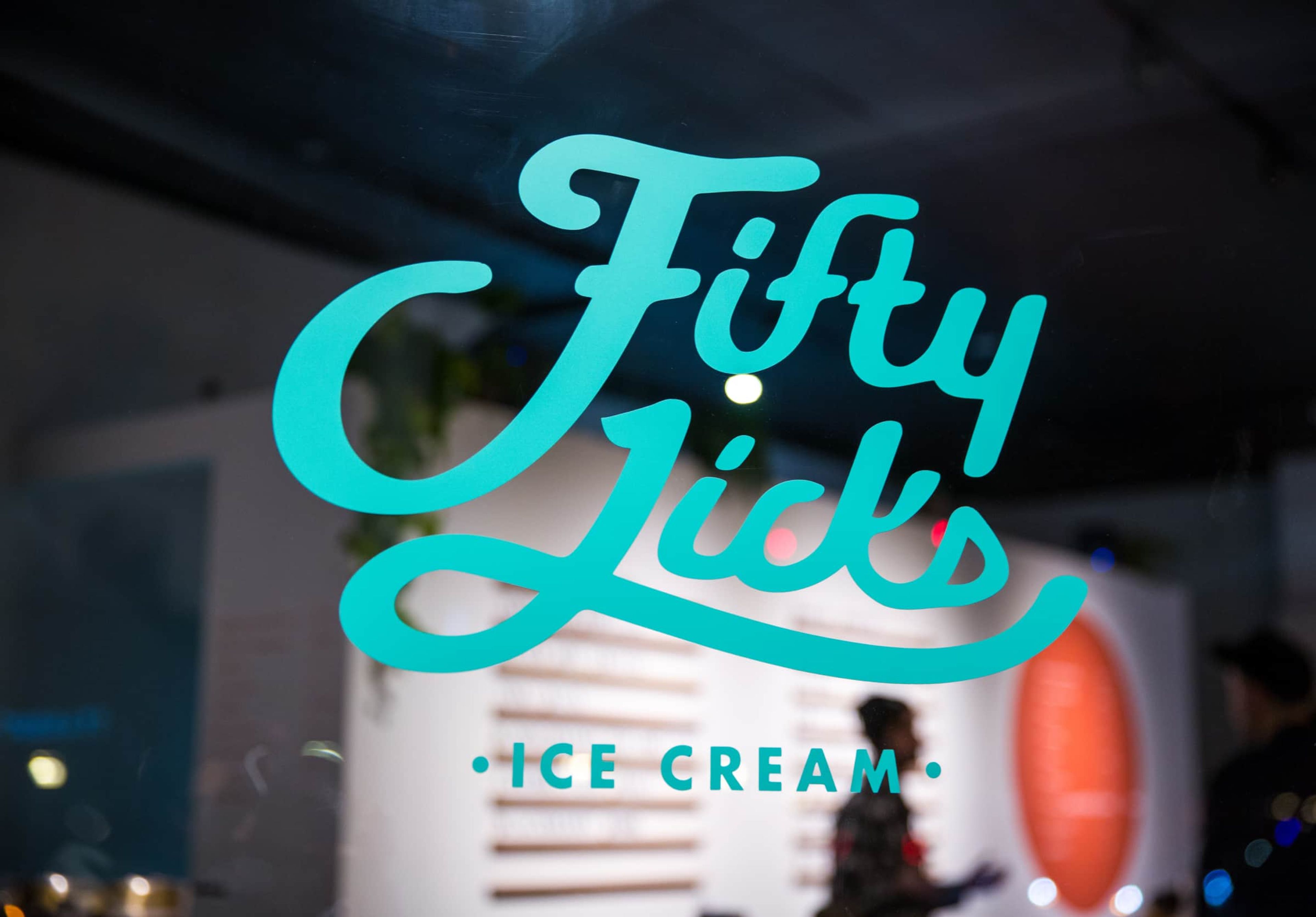 vinyl decal sign on ice cream shop window