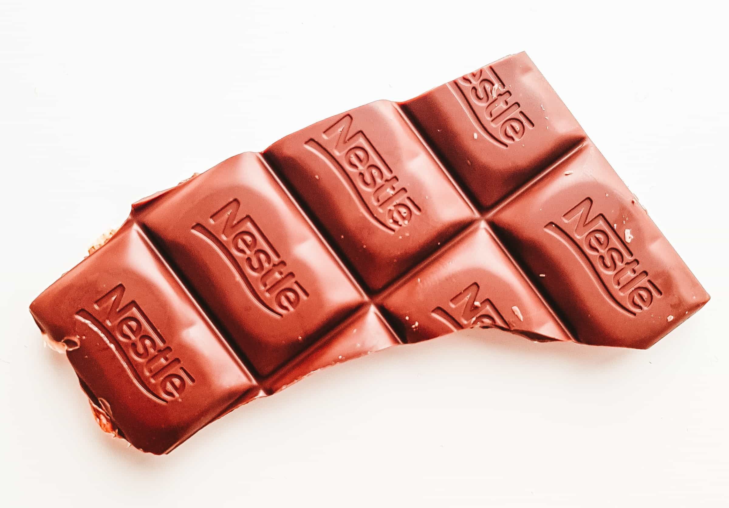 Nestle chocolate bar piece.