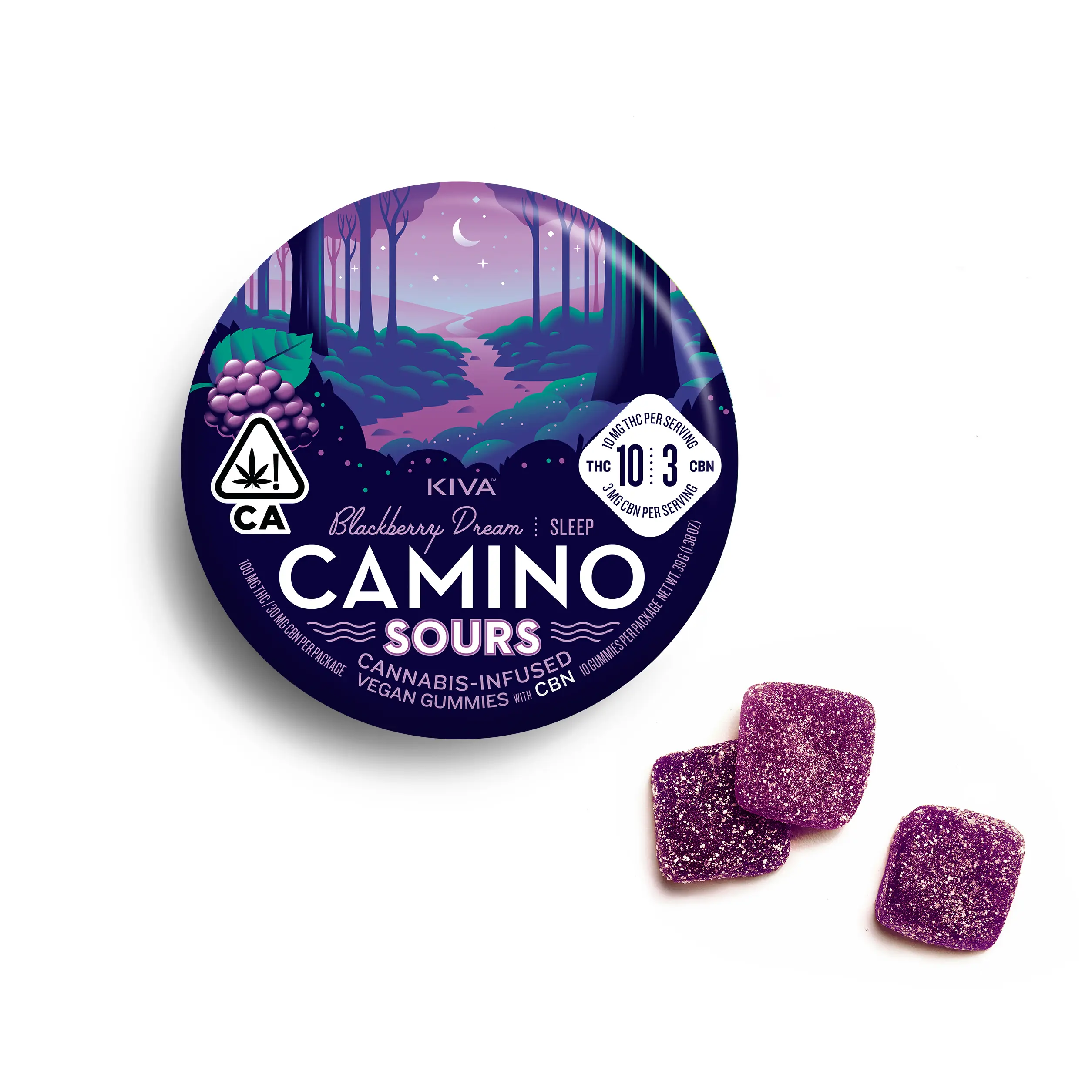 product preview image for Camino Sours 10mg 'Sleep' Blackberry Dream Gummies