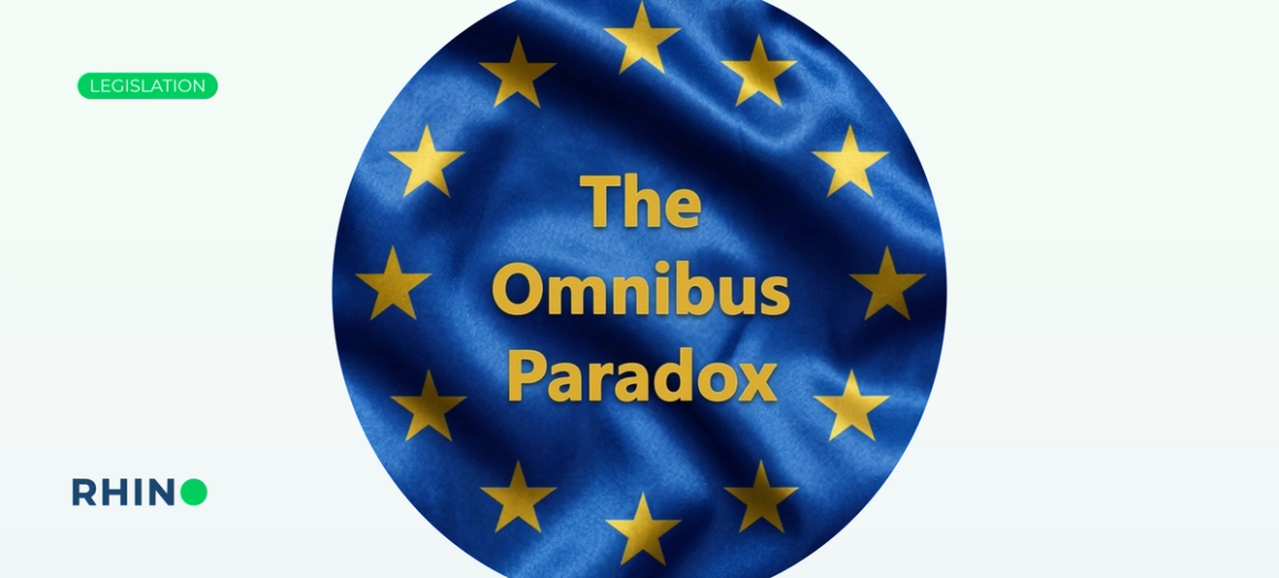 The Omnibus Paradox, set against the EU flag