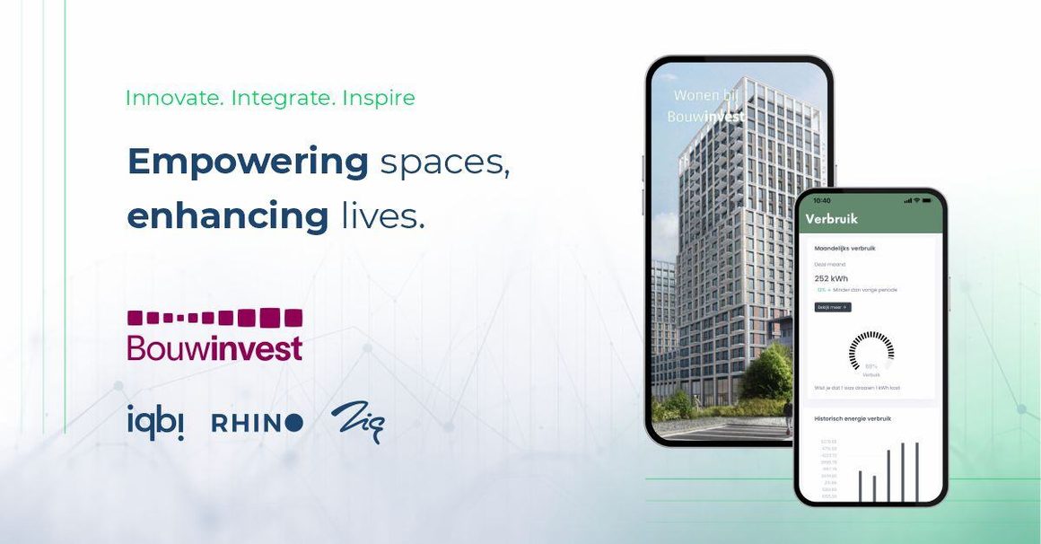 Bouwinvest, iqbi, Rhino and Zig integration shown on phone screens