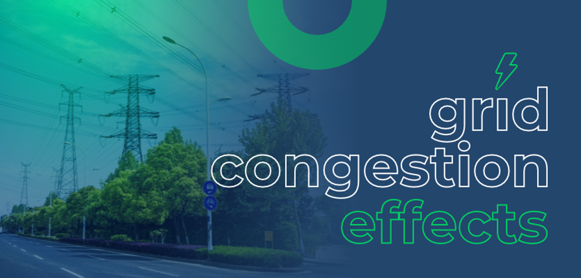Electricity pylons along a road, illustrating grid congestion effects on real estate