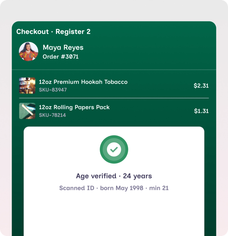Age verified after scanning an ID