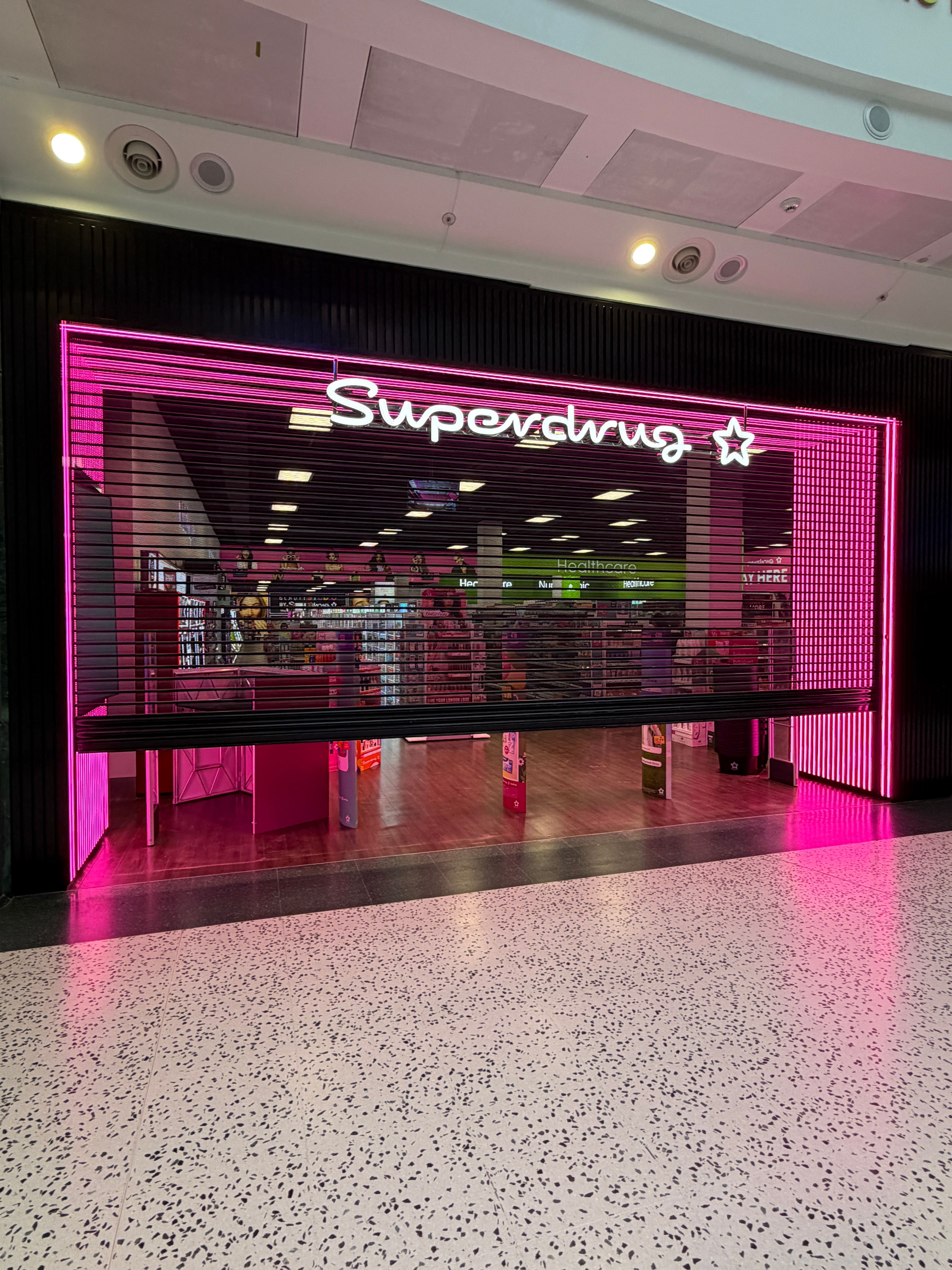 New Superdrug store at White Rose Shopping Centre, Leeds, fitted out by IRC Group