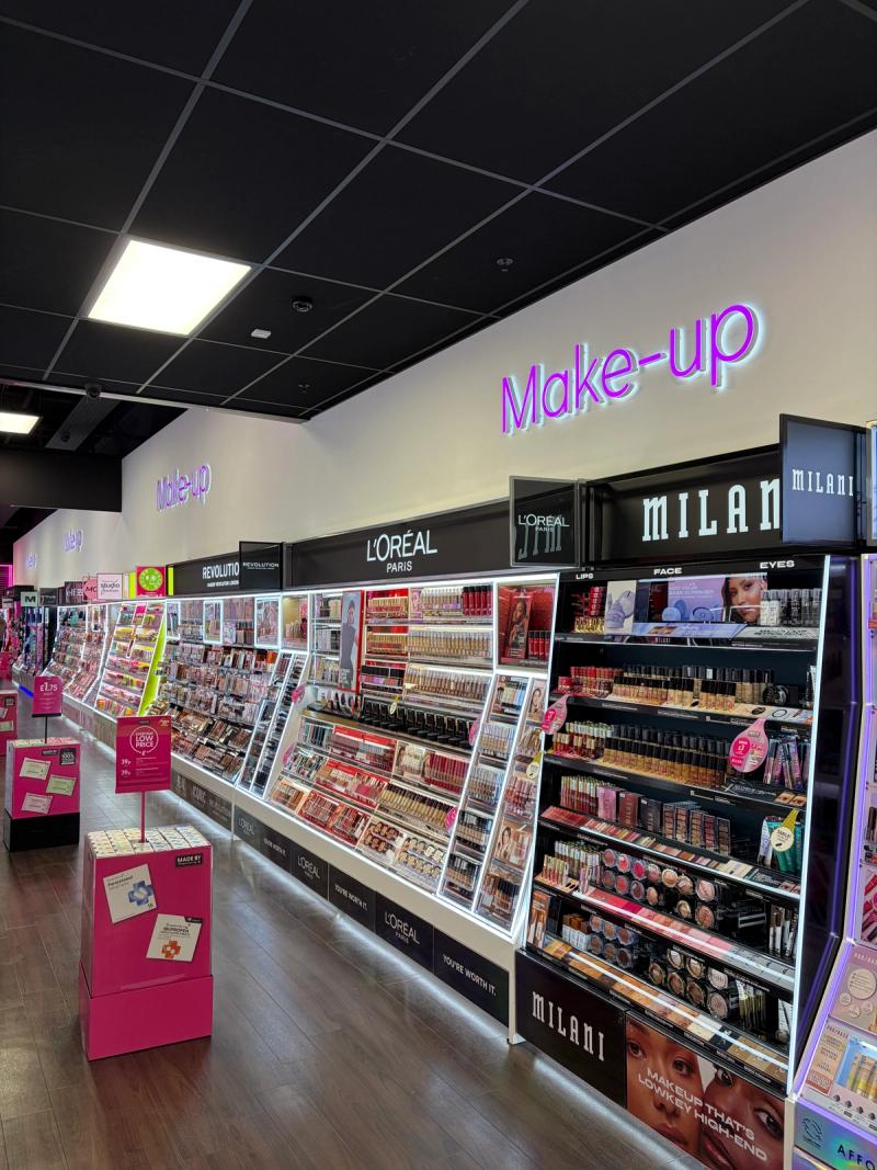 Shop floor: Completed shop floor and retail lighting in the new Superdrug store, White Rose, Leeds