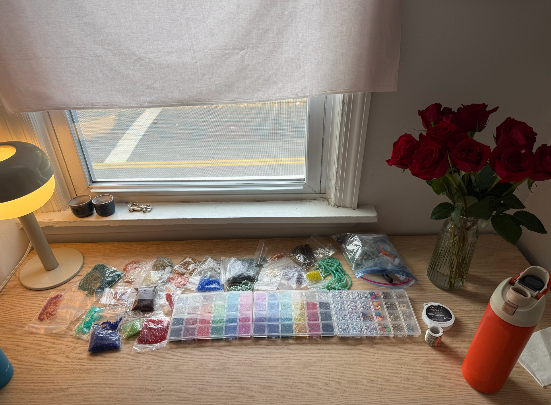 desk with beads