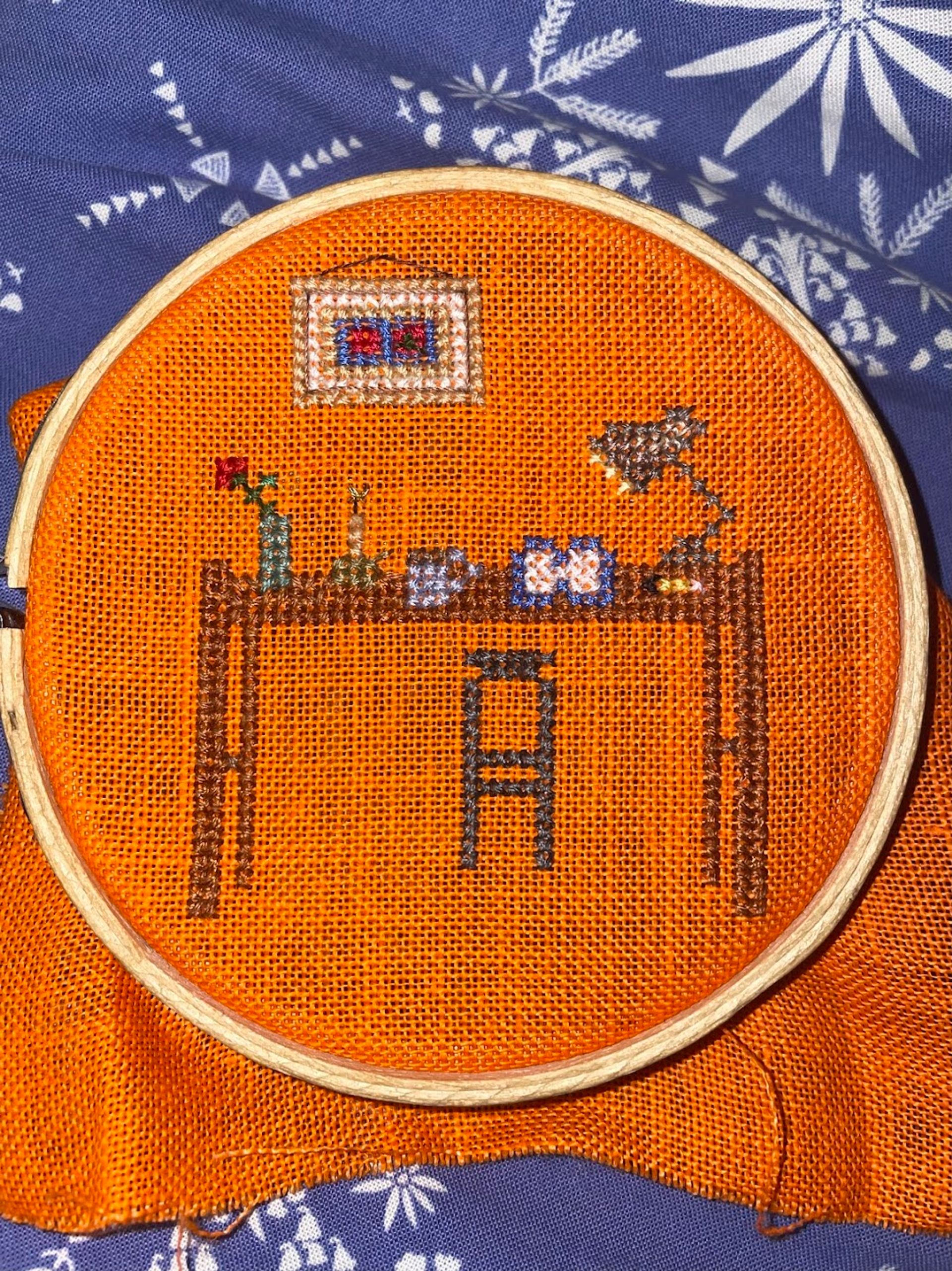 cross stitch with table