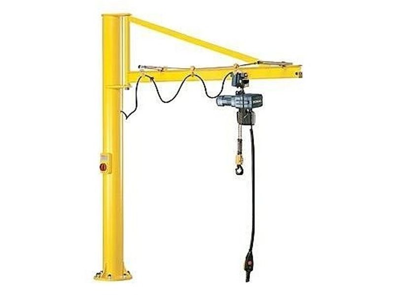 Pillar-mounted jib crane on track profile