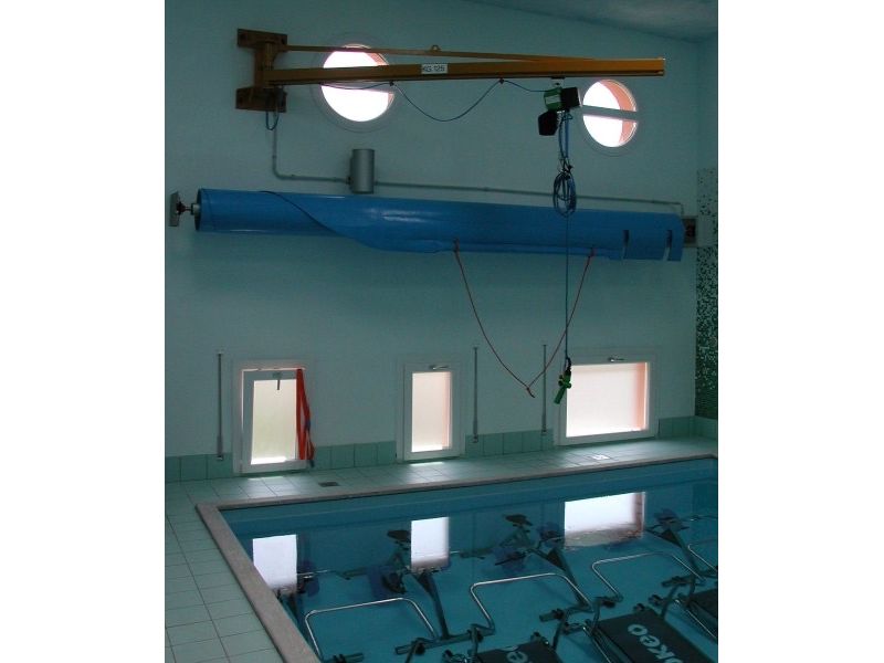 Swimming pool wall-mounted jib crane