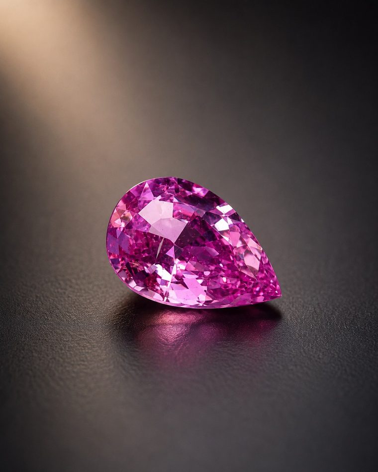 Pink sapphire, pear cut