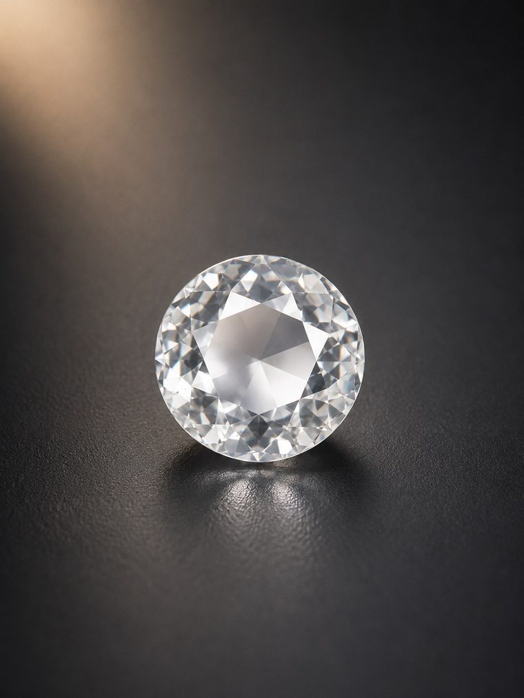 White stone, round brilliant