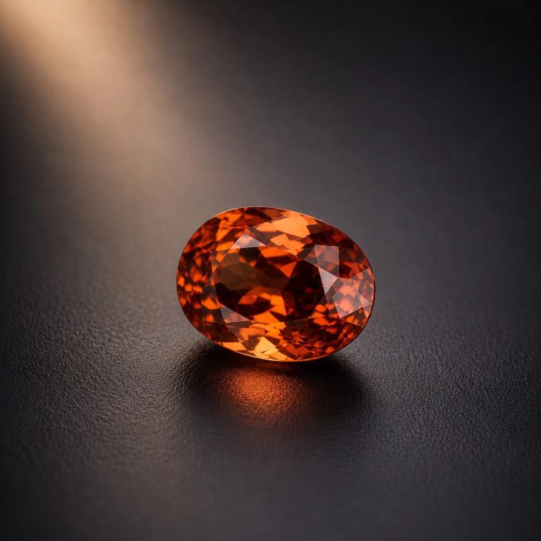 Hessonite garnet, oval cut