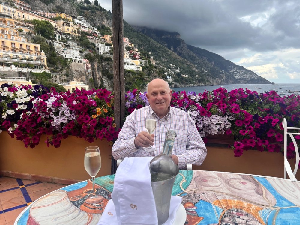 Chuck Brassfield overlooking the coast in Positano, Italy