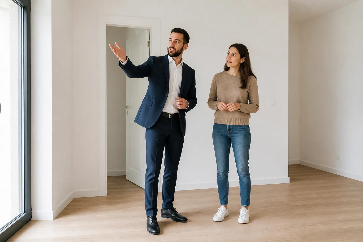 People walking through an unfurnished residential interior