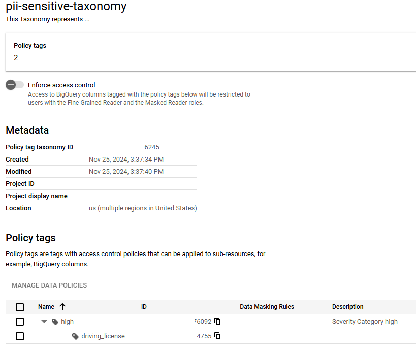 Pii Sensitive Taxonomy