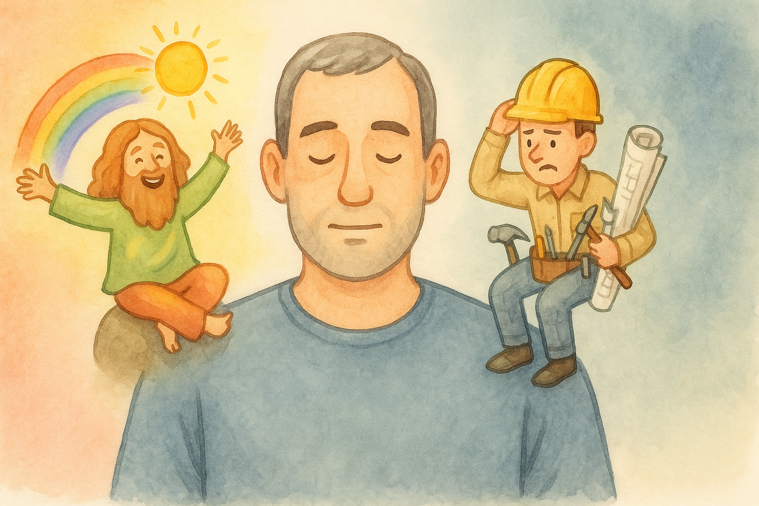 a cartoon drawing of a man with his eyes closed