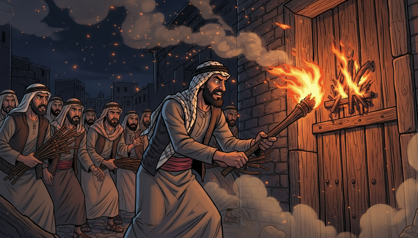 Burning the door of Bibi Fatima SA