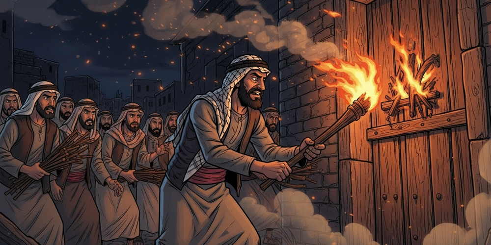 Burning the door of Bibi Fatima SA