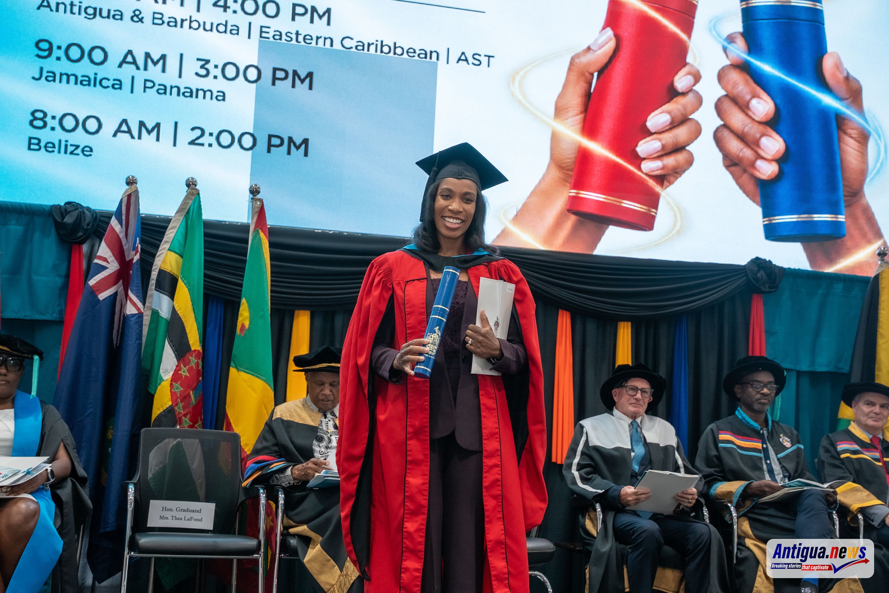 Olympic Champion Thea LaFond Receives Honorary Doctorate at UWI Five Islands