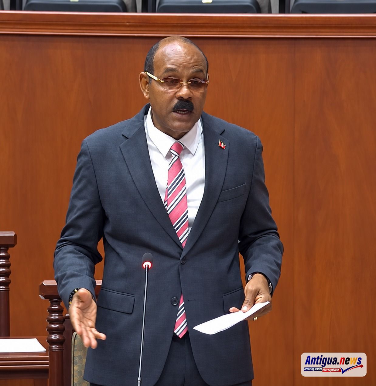 Prime Minister Gaston Browne in Parliament Monday