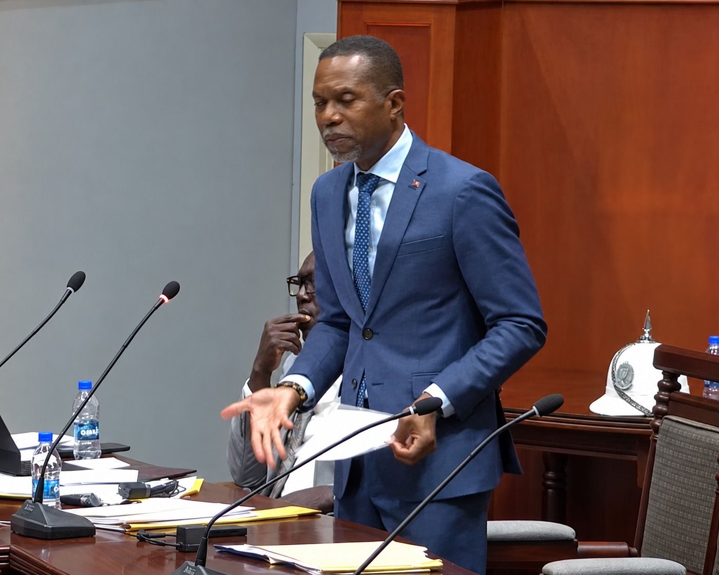 Barbuda MP Trevor Walker speaking at Parliament