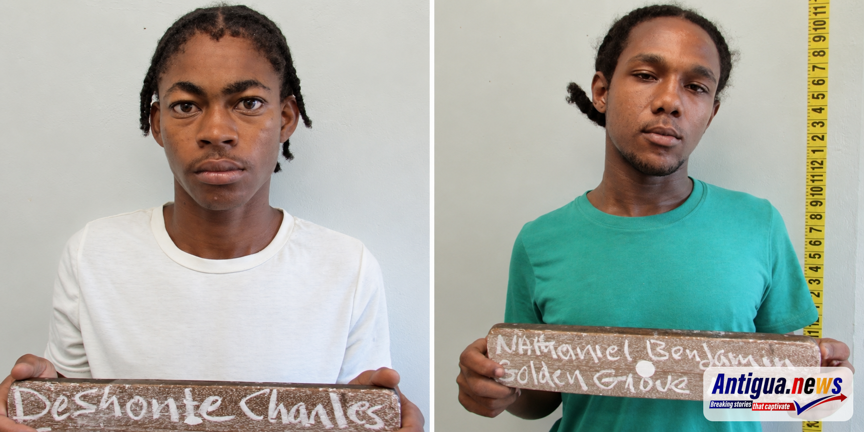 Deshonte Charles, 21, of Ebenezer, and Nathaniel Benjamin, 18, of Golden Grove Extension