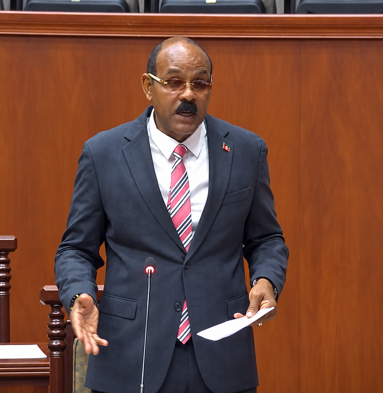 Prime Minister Gaston Browne in Parliament Monday