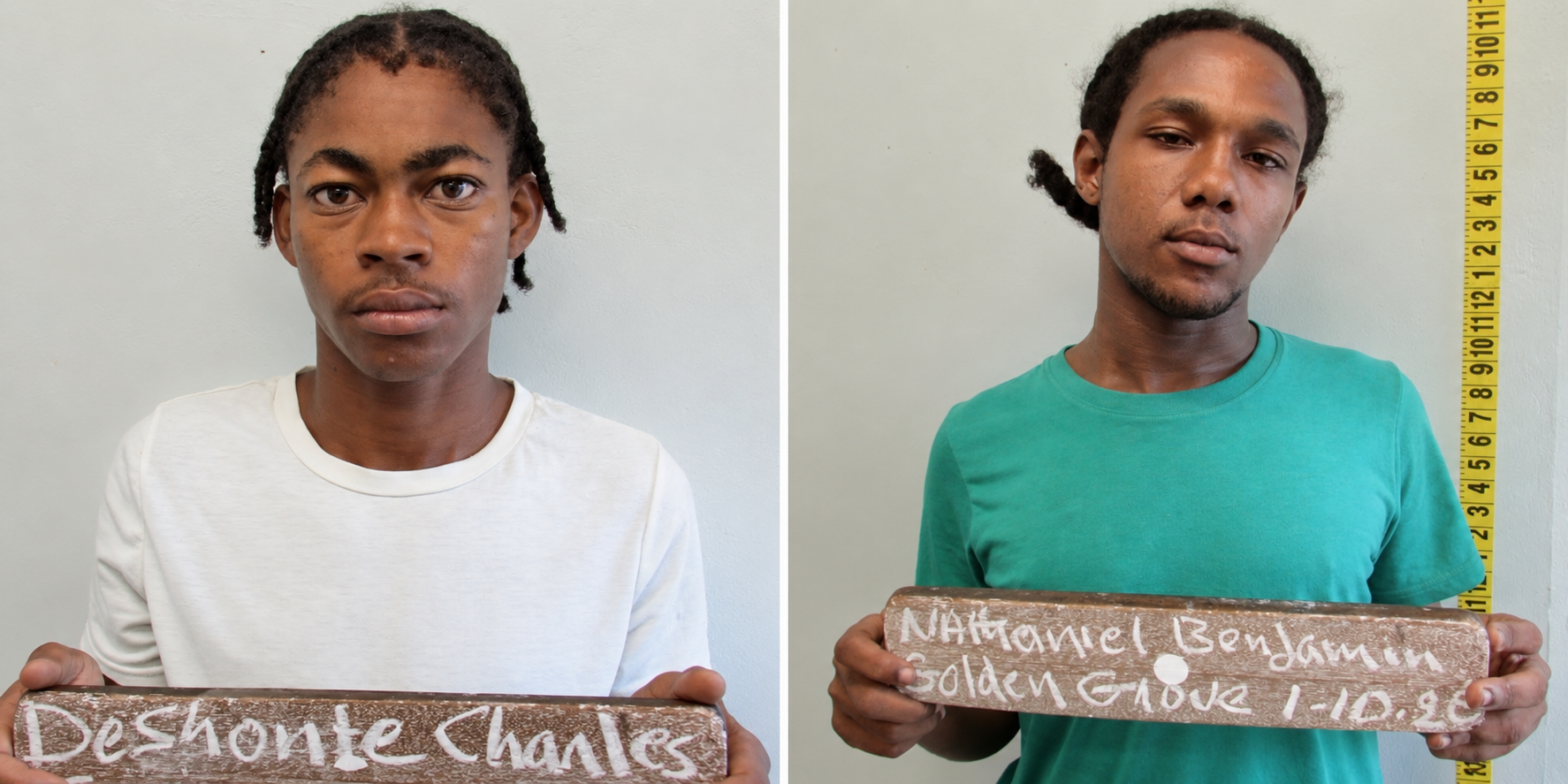 Deshonte Charles, 21, of Ebenezer, and Nathaniel Benjamin, 18, of Golden Grove Extension