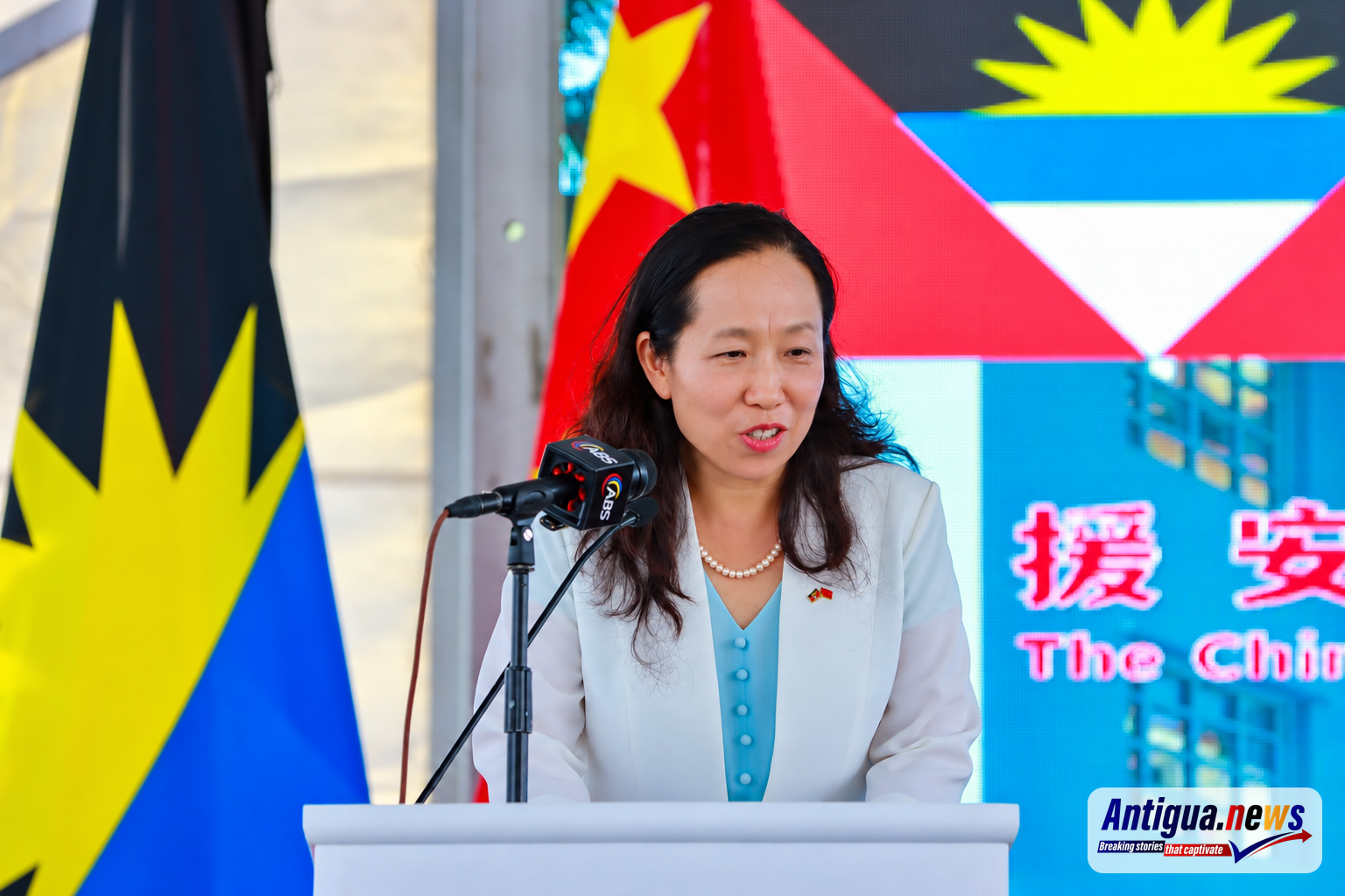 Chinese Ambassador Zhang Wei speaking during the official handing over ceremony of the Pelican Court