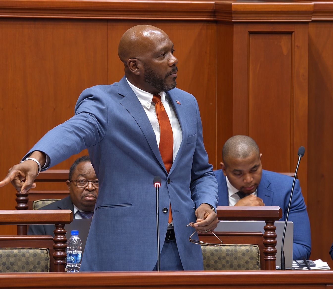 Education Minister Daryll Matthew speaking in Parliament