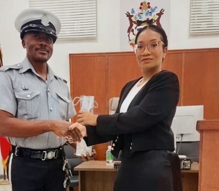 Constable Clinton Williams recognised as an Outstanding Court Orderly following a session with court orderlies and prosecutors.