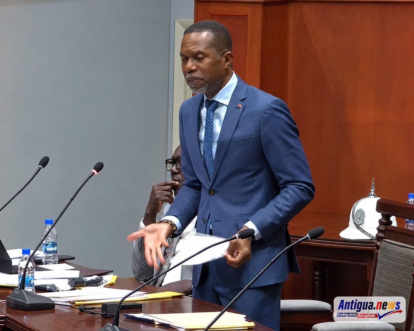 Barbuda MP Trevor Walker speaking at Parliament