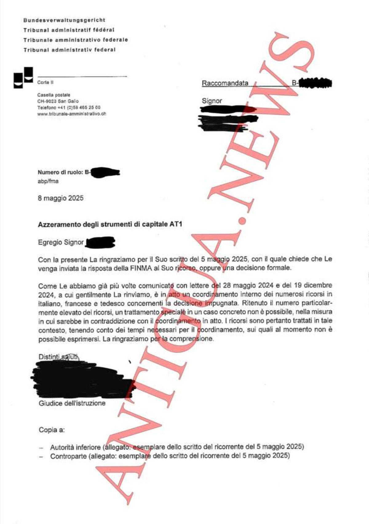 Swiss Federal Administrative Court - AT1 Case
