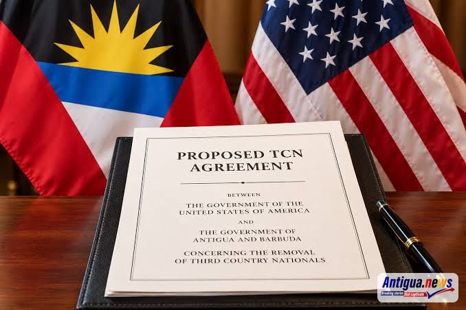 Picture Shows a Agreement and two country flags