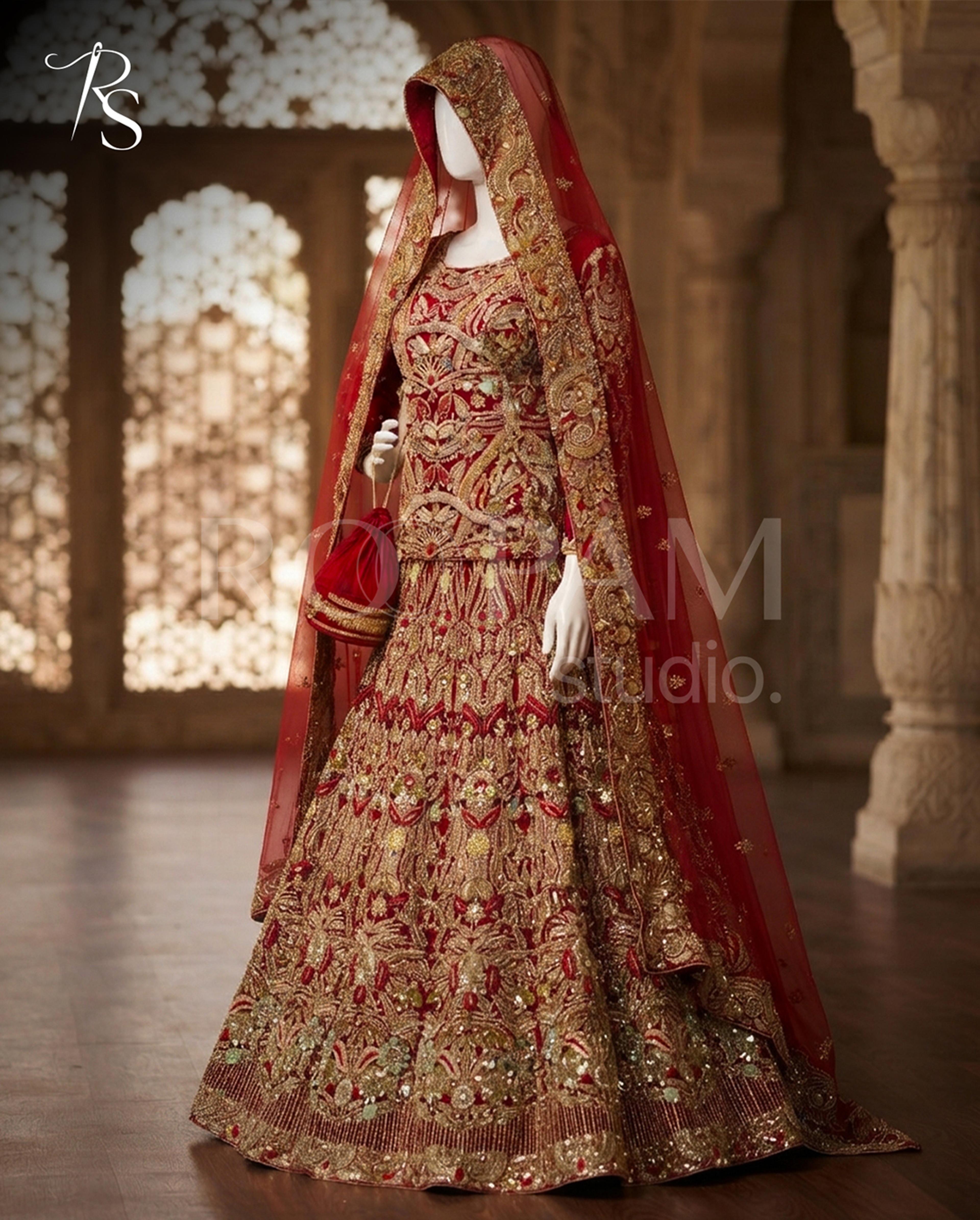 Regal Heirloom Zardozi Bridal Lehenga - Thumbnail 5