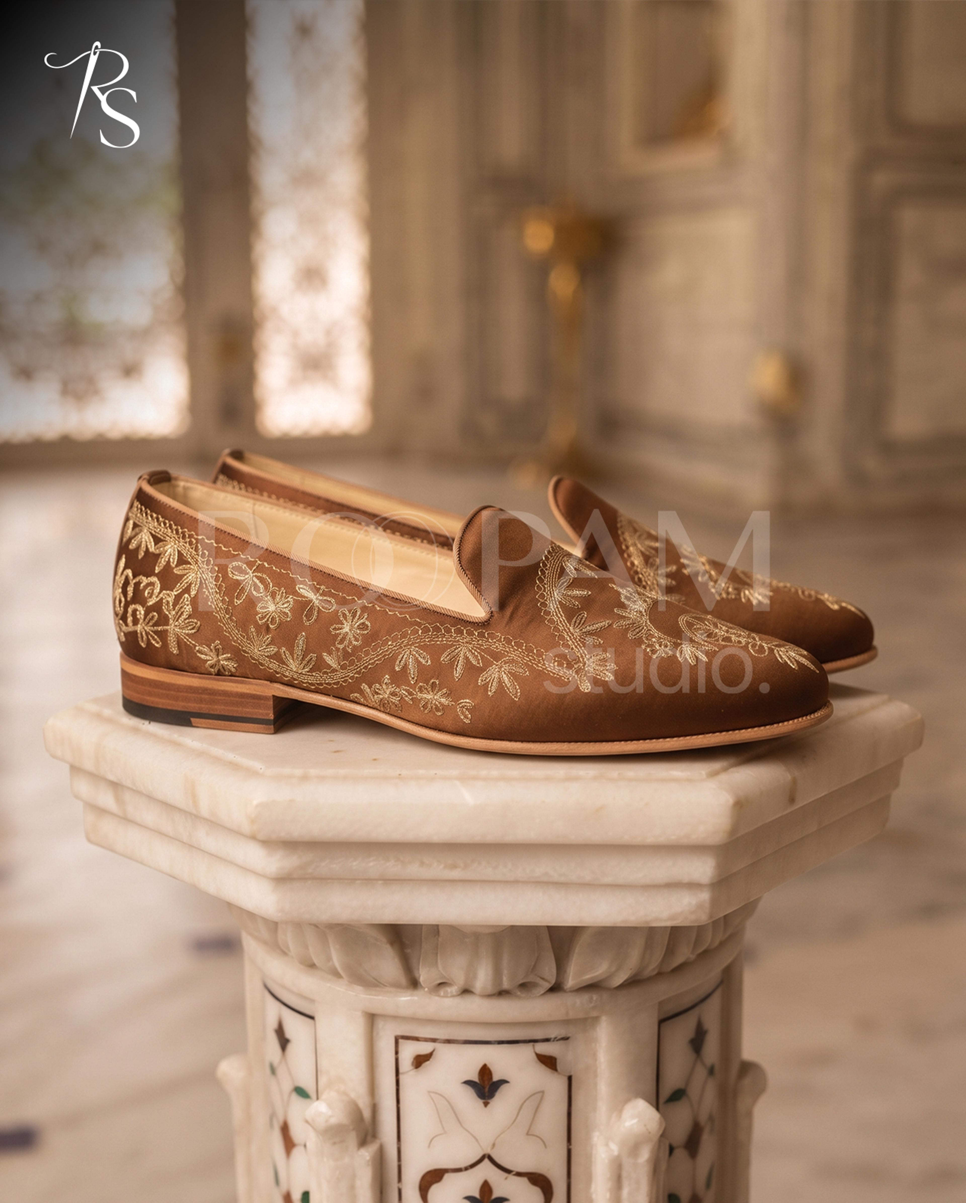 Majestic Bronze Embroidered Loafers - Thumbnail 2