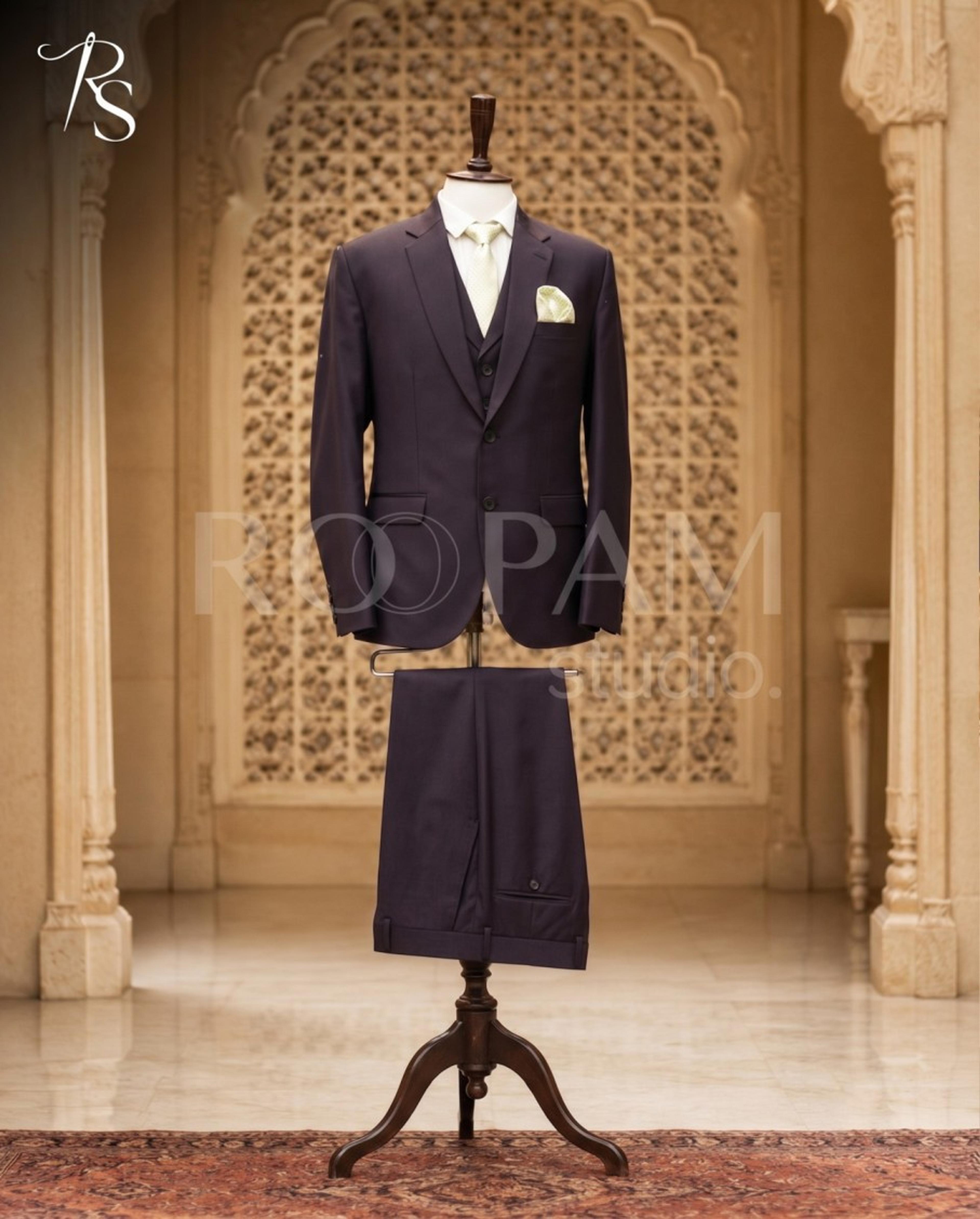 Premium Dark Brown 3-Piece Suit (Pant Coat) - Thumbnail 1
