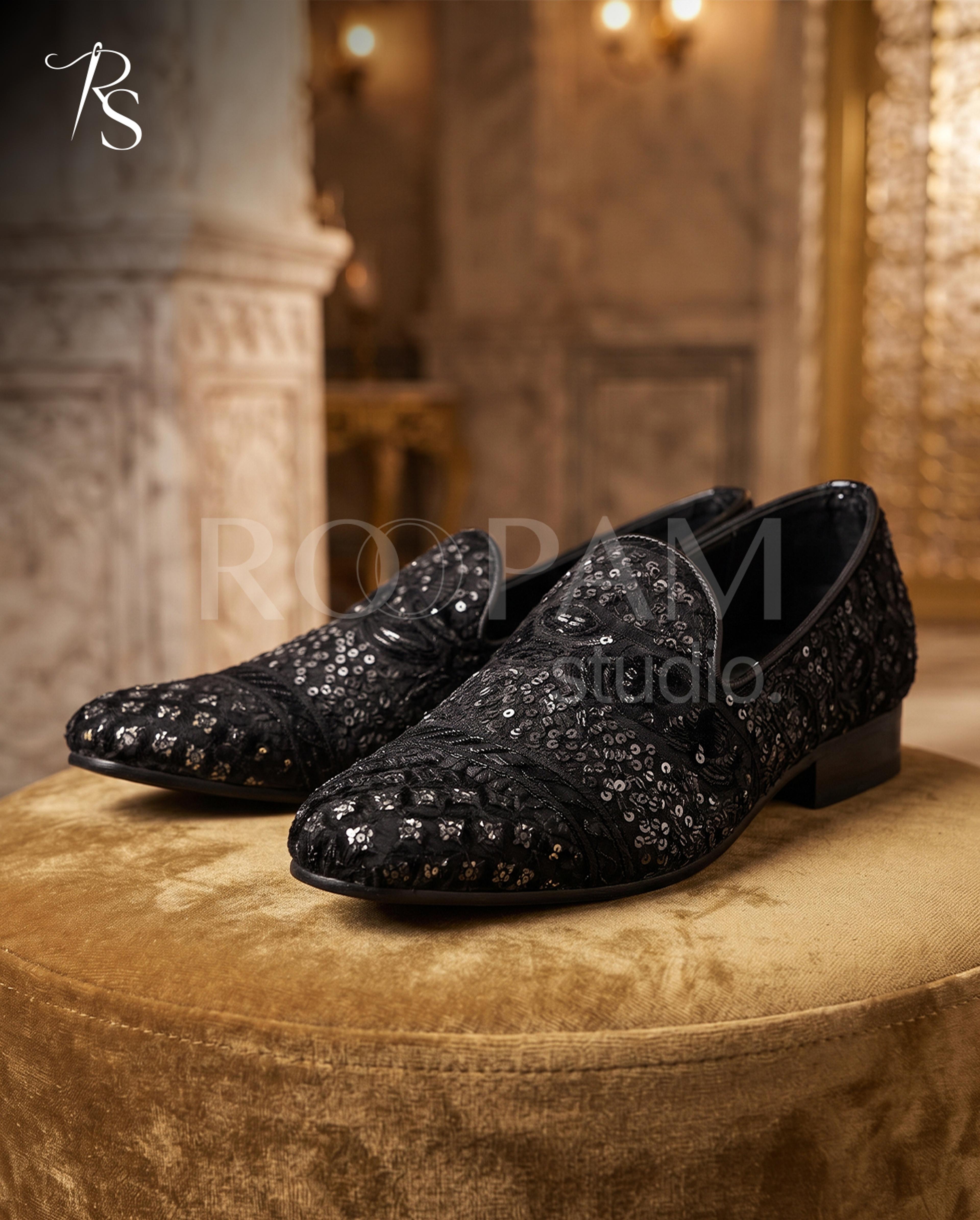 Onyx Sequin Embellished Loafers - Thumbnail 3