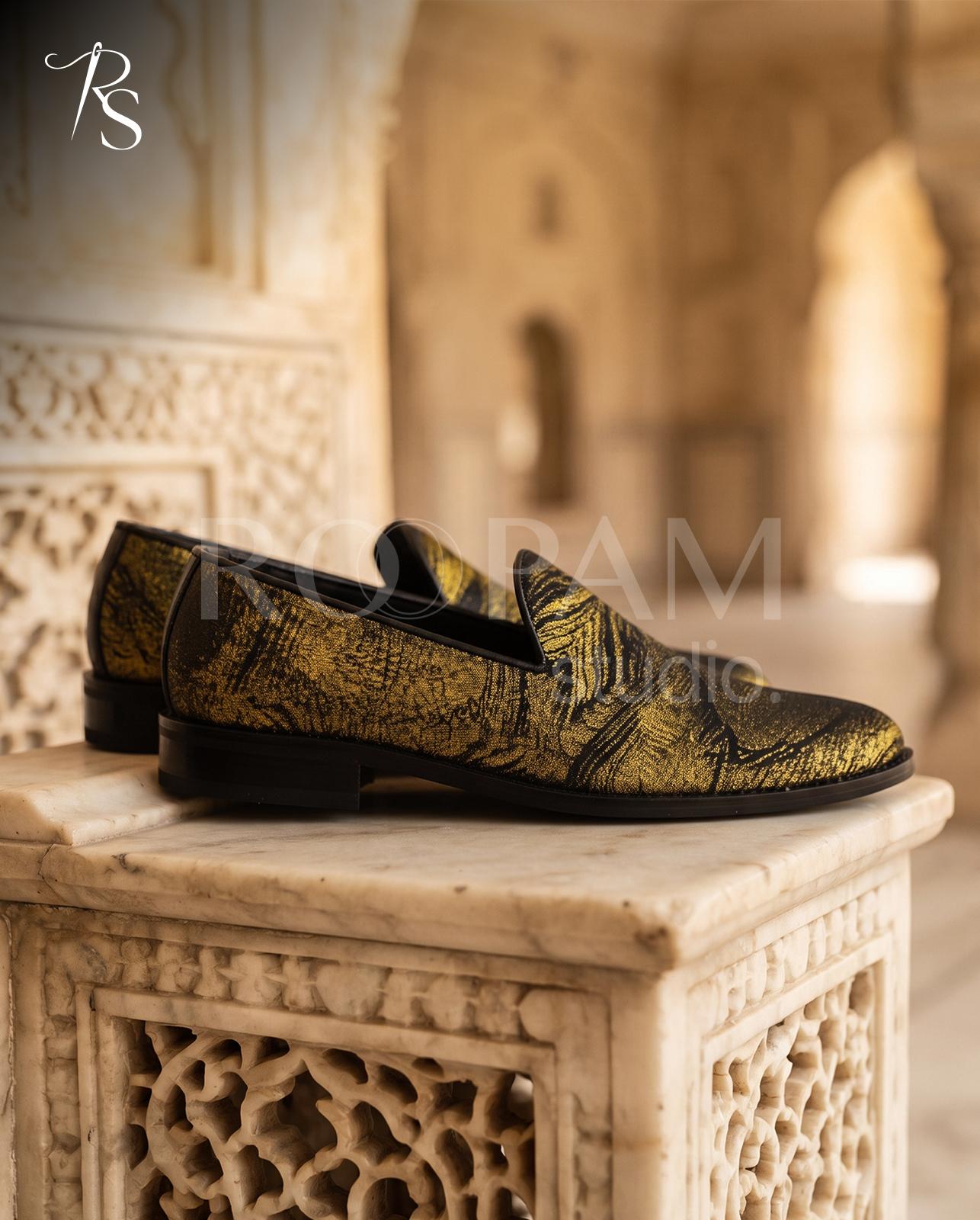 Gilded Obsidian Metallic Loafers - Image 1