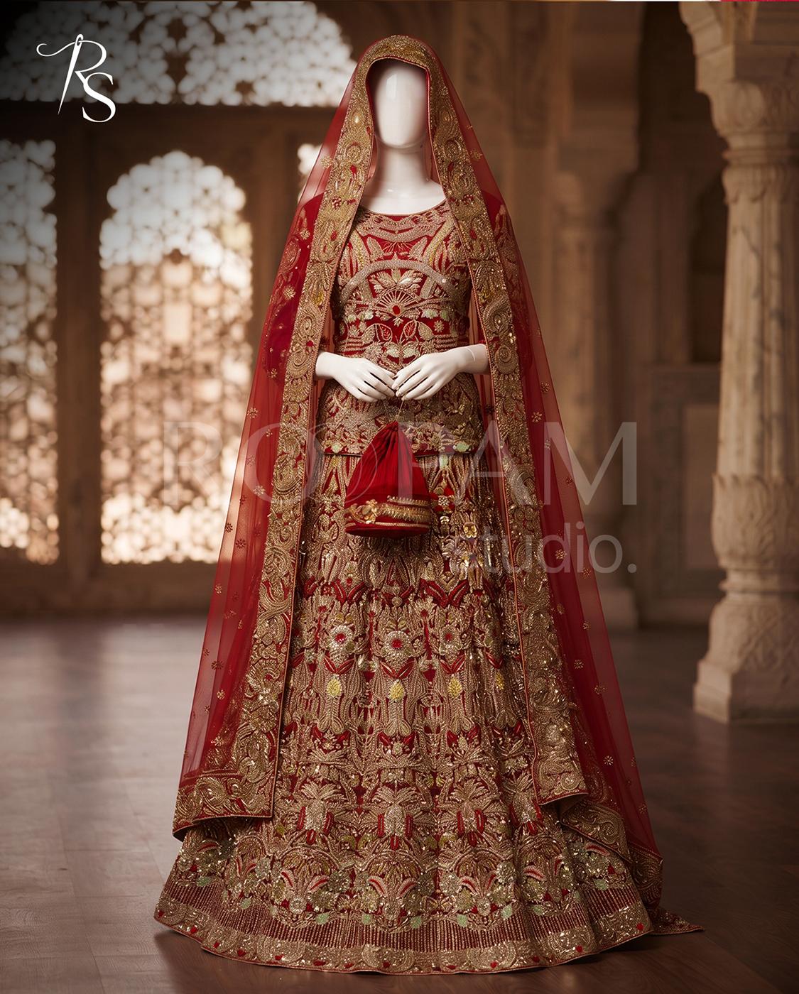 Regal Heirloom Zardozi Bridal Lehenga - Image 1