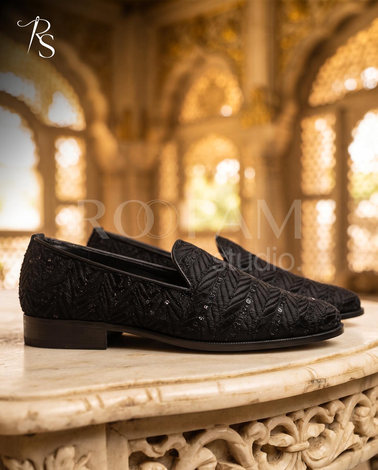 Midnight Chevron Embroidered Loafers - Image 1