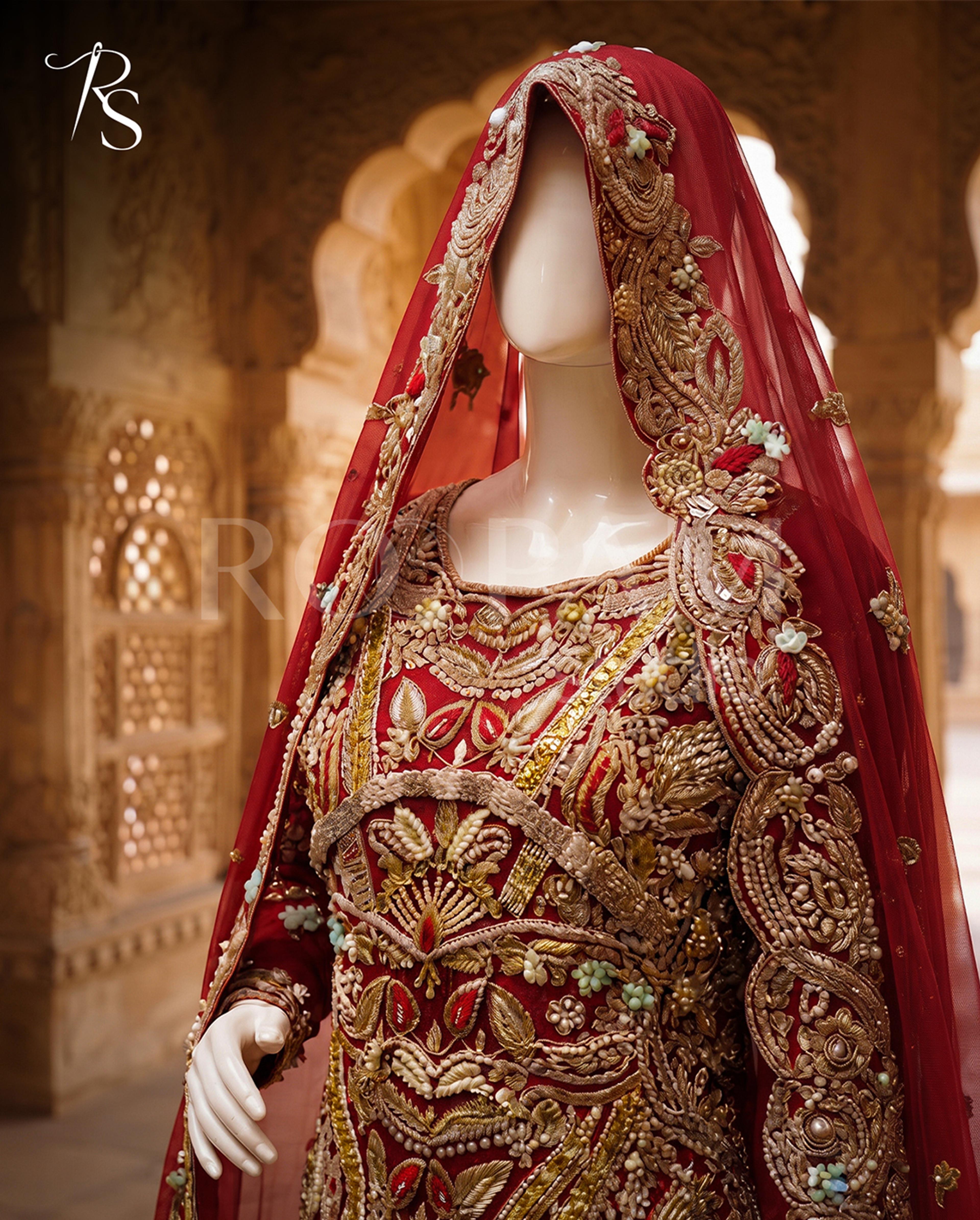 Regal Heirloom Zardozi Bridal Lehenga - Thumbnail 2
